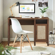 Load image into Gallery viewer, Rustic Computer Desk Writing Table Study Workstation with Storage Cabinet-Walnut