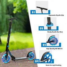 Load image into Gallery viewer, Portable Folding Sports Kick Scooter w/ LED Wheels-Blue