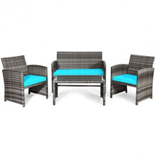 Load image into Gallery viewer, 4PCS Patio Rattan Furniture Set-Turquoise