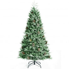 Load image into Gallery viewer, 7 Feet Snow Flocked Artificial Christmas Tree with 1139 Glitter PE and PVC Tips
