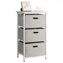 Load image into Gallery viewer, 3-Drawer Fabric Dresser Storage Tower Vertical Foldable Pull Bins-White