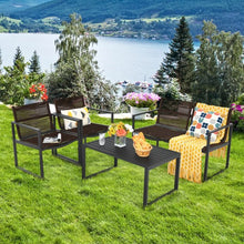 Load image into Gallery viewer, 4 Pieces Patio Furniture Conversation Set with Sofa Loveseat Armrest Garden Deck