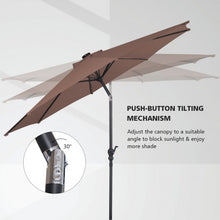 Load image into Gallery viewer, 10FT Patio Solar Umbrella LED Patio Market Steel Tilt W/ Crank Outdoor New-Tan