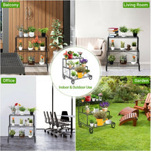 Load image into Gallery viewer, 3 Tier Outdoor Metal Garden Planter Holder Shelf