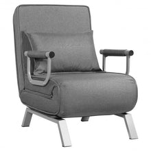 Load image into Gallery viewer, Folding 5 Position Convertible Armchair Couch with Pillow-Gray