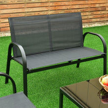 Load image into Gallery viewer, 4 pcs Patio Furniture Set with Glass Top Coffee Table-Black