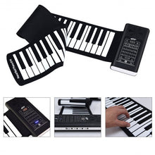 Load image into Gallery viewer, 61 Key Electronic Roll up Silicone Rechargeable Piano Keyboard-White