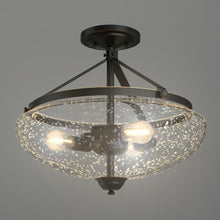 Load image into Gallery viewer, 3-Light Semi Flush Industrial Seeded Glass Mount Ceiling Lamp
