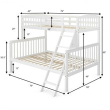 Load image into Gallery viewer, Twin over Full Bunk Bed Rubber Wood Convertible with Ladder Guardrail-White
