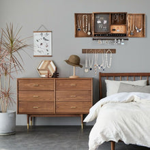 Load image into Gallery viewer, Rustic Wall Mounted Jewelry Cabinet with Barn Door Decor