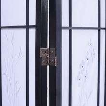 Load image into Gallery viewer, 3 Panels Printing Flower Solid Wood Room Screen-Black
