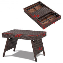Load image into Gallery viewer, Folding PE Rattan Side Coffee Table Patio Garden Furniture
