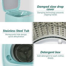 Load image into Gallery viewer, 8lbs Portable Fully Automatic Washing Machine with Drain Pump-Green