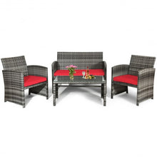 Load image into Gallery viewer, 4PCS Patio Rattan Furniture Set-Red