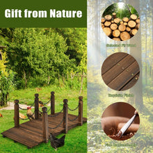 Load image into Gallery viewer, 5 ft Wooden Garden Bridge Arc Footbridge Stained Finish Walkway with Safety Rails