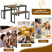 Load image into Gallery viewer, 3-Piece Kitchen Dining Table Set with 2 Benches for Limited Space -Natural