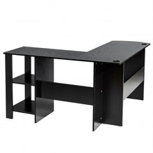 Load image into Gallery viewer, Modern L-Shaped Computer Desk with Shelves-Black