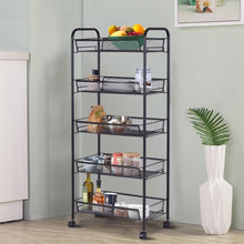 Load image into Gallery viewer, Black/Gray 5 Tier Storage Rack Trolley Cart-Gray