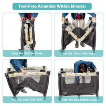 Load image into Gallery viewer, 4-in-1 Convertible Portable Baby Playard Newborn Napper with Music and Toys-Blue