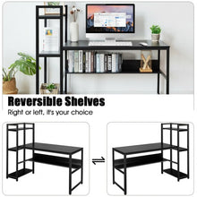 Load image into Gallery viewer, 59" Computer Desk Home Office Workstation 4-Tier Storage Shelves-Black