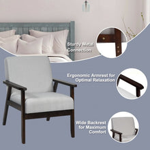 Load image into Gallery viewer, Solid Rubber Wood Fabric Accent Armchair-Light Gray