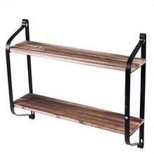 Load image into Gallery viewer, 2-Tier Rustic Wall Mounted Floating Shelf Multi-purpose Storage