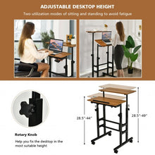 Load image into Gallery viewer, Height Adjustable Mobile Standing Desk with rolling wheels for office and home-Walnut