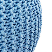 Load image into Gallery viewer, 100% Cotton Hand Knitted Pouf Floor Seating Ottoman-Blue