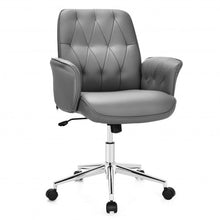 Load image into Gallery viewer, Modern Home Office Leisure Chair PU Leather Adjustable Swivel with Armrest-Gray
