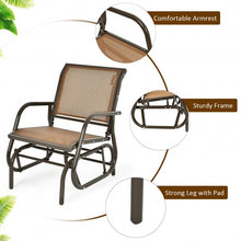 Load image into Gallery viewer, Outdoor Single Swing Glider Rocking Chair with Armrest-Brown