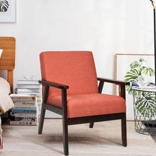 Load image into Gallery viewer, Solid Rubber Wood Fabric Accent Armchair-Orange