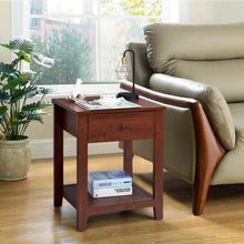 Load image into Gallery viewer, Night Stand End Side Table with Drawer and Storage Shelf