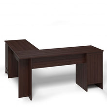 Load image into Gallery viewer, 66" �66" L-shaped Corner Computer Desk with Drawers-Coffee