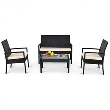 Load image into Gallery viewer, 4 PCS Outdoor Patio Furniture Set Table Chair Sofa Cushioned Seat Garden