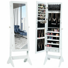Load image into Gallery viewer, LEDs Lockable Jewelry Cabinet with Full-Length Mirror-White