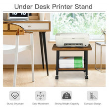 Load image into Gallery viewer, Under Desk Printer Stand with 360° Swivel Casters-Brown