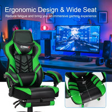 Load image into Gallery viewer, Adjustable Gaming Chair with Footrest for Home Office-Green