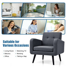 Load image into Gallery viewer, Modern Upholstered Comfy Accent Chair Single Sofa with Rubber Wood Legs-Gray