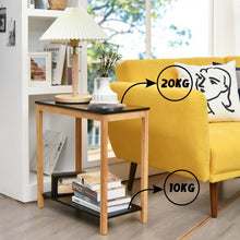 Load image into Gallery viewer, Bamboo Side Table 2-Tier Sofa End Console Table with Storage Shelf Felt Pad for Bedroom