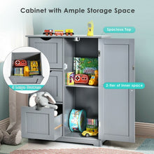 Load image into Gallery viewer, Bathroom Floor Cabinet Side Storage Cabinet with 3 Drawers and 1 Cupboard-Gray
