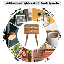 Load image into Gallery viewer, Wooden Nightstand Mid-Century End Side Table with 2 Storage Drawers-Natural