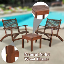 Load image into Gallery viewer, 3PCS Outdoor Wooden Patio Rattan Furniture Set