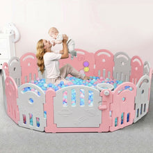 Load image into Gallery viewer, 16-Panel Baby Playpen with Music Box & Basketball Hoop-Pink