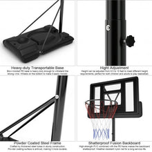 Load image into Gallery viewer, Height Adjustable Portable Shatterproof Backboard Basketball Hoop