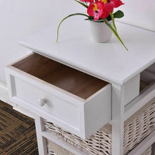 Load image into Gallery viewer, 3 Tier Set of 2 Wood Nightstand with 1 & 2 Basket Drawer -White
