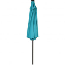 Load image into Gallery viewer, 9Ft Solar LED Market Umbrella with Aluminum Crank Tilt 16 Strip Lights-Turquoise