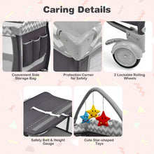Load image into Gallery viewer, 3 in 1 Portable Baby Playard with Zippered Door and Toy Bar-Gray