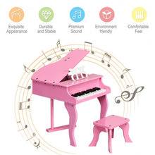 Load image into Gallery viewer, Classic 30 Key Baby Grand Wooden Piano with Bench-Pink