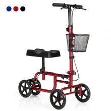 Load image into Gallery viewer, Foldable Knee Walker W/ Basket and Dual Brakes-Red