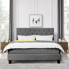 Load image into Gallery viewer, Queen Size Upholstered Panel Bed With Linen Panel